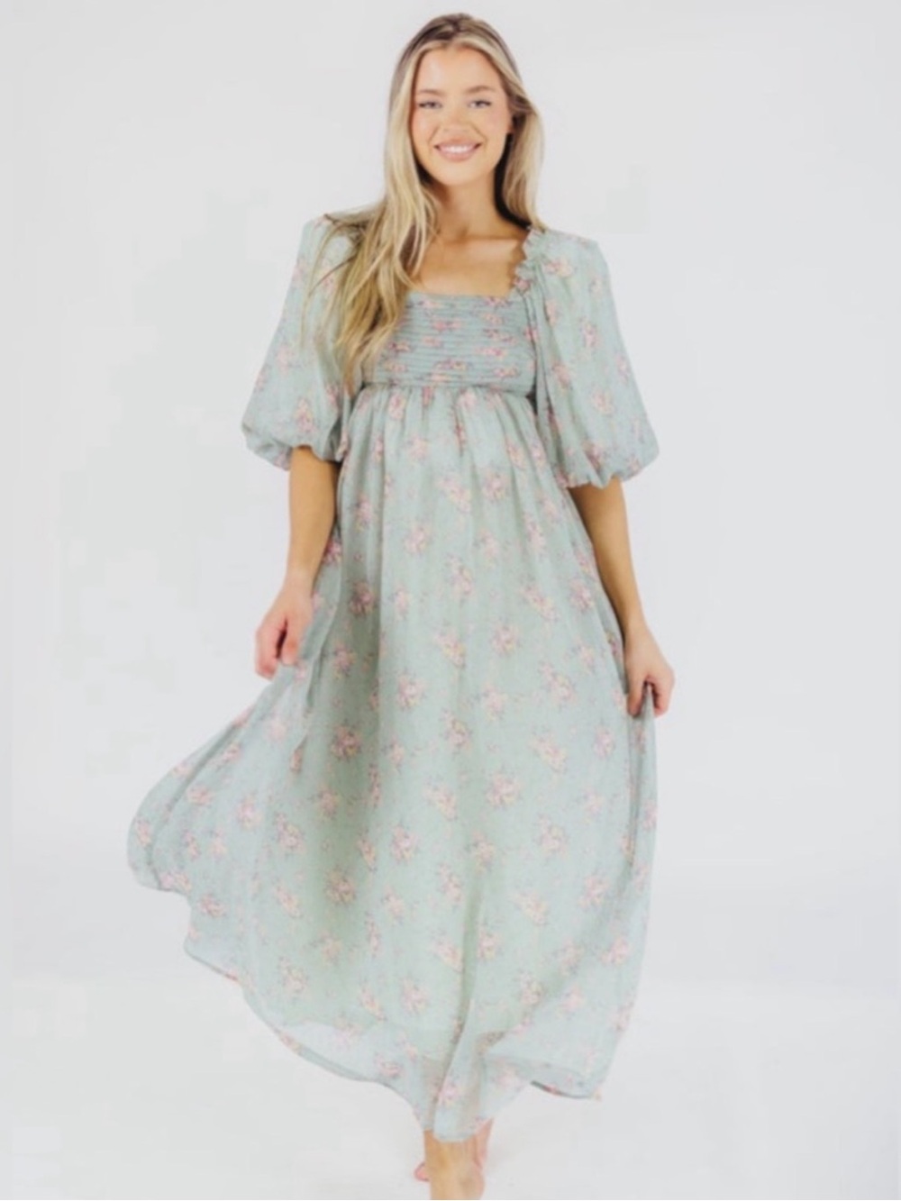 Worth Collective Melody Maxi Dress in Turquoise Floral